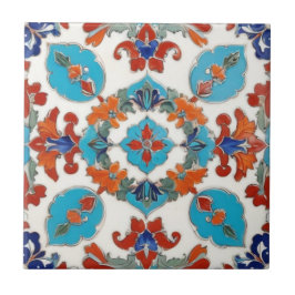 Iznik Turkisk Blommigt Vintage Red Blue Symmetrica Kakelplatta