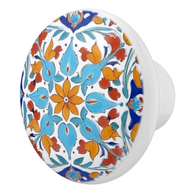 Iznik Turkisk Orange Röd turkos Blue Blommigt Knopp (Höger)