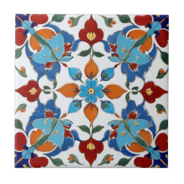 Iznik Turkisk rödröd Orange blåvit Blommigt Kakelplatta