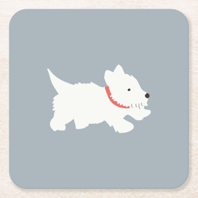 Izzie The Westie Underlägg Papper Kvadrat (Framsidan)