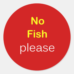 j2 - Livsmedelsbegäran ~ INGET FISKEFLOPP. Runt Klistermärke