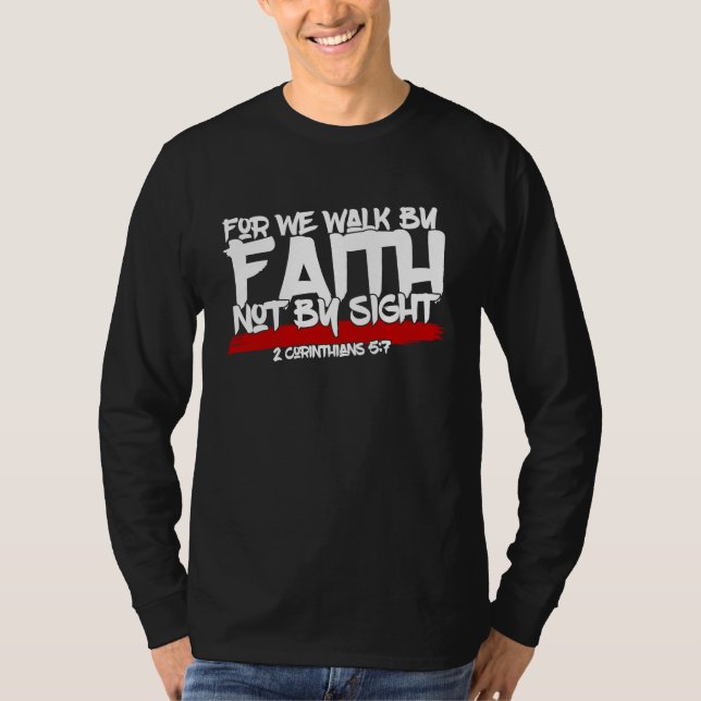 J4L Men's  Short Sleeve We Walk by Faith Not by Si T Shirt (Framsida)