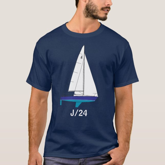 J/24 Segelbåt T Shirt (Framsida)