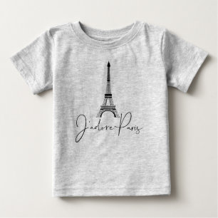 J' adore Paris Eiffel Torn Cute Grått T Shirt