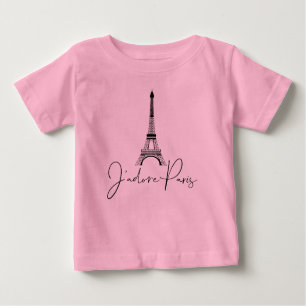 J' adore Paris Eiffel Torn Cute Rosa T Shirt