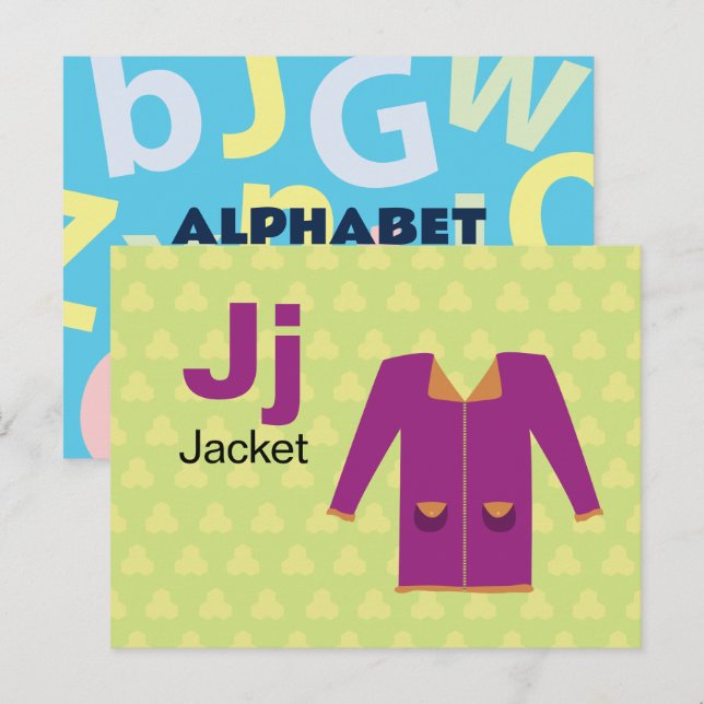 J är för Jacka - Alphabet Flash-kort Vykort (Fram/baksida)