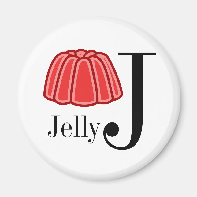 J är för Jelly Brev Magnets for Children Magnet (Framsidan)