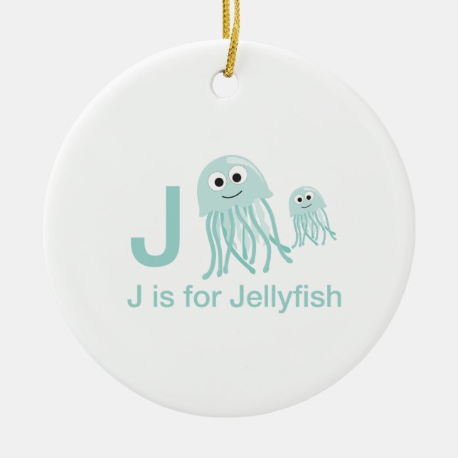 J är för Jellyfish Julgransprydnad Keramik (Framsidan)