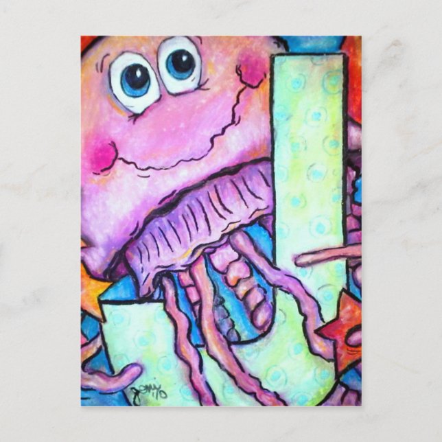 J är för Jellyfish Vykort (Framsida)