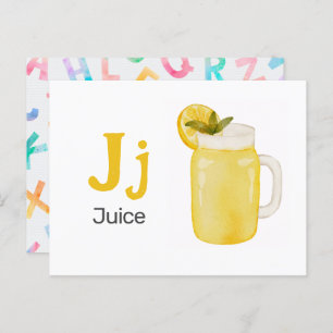 J är för Juice - Alphabet Flash Card Vykort