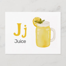 J är för Juice - Alphabet Flash Card Vykort