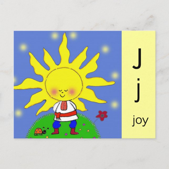 J är till Joy Ukraukrainska folkkonst Alphabet Vykort (Framsida)