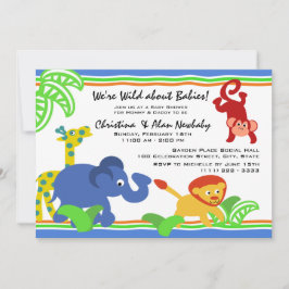 J är till Jungle Baby Shower Inbjudningar