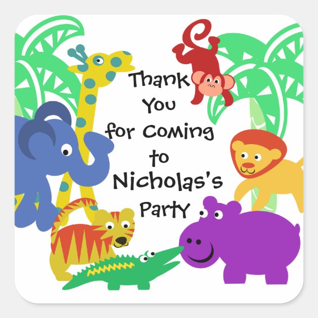 J är till Jungle Fyrkantigt Klistermärke (Framsida)