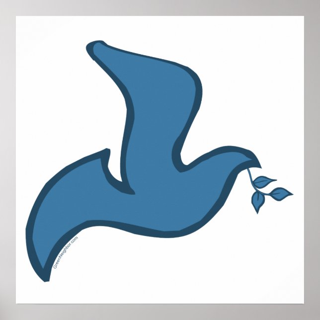 J - Blue Silhouette Dove of Peace Poster (Framsidan)