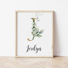 J Bokstavsmonogram Greenery Nursery Namnskylt för  Poster
