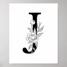 J botaniskt monogram. Brev, inledning med peonier