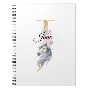 J brev personlig namn monogram med häst anteckningsbok