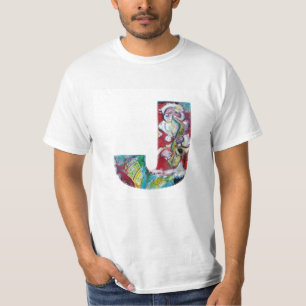 J BREV/SANTA OCH SAX, CHRISTMAS PARTY MONOGRAM TEE