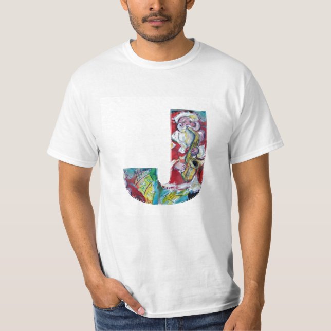 J BREV/SANTA OCH SAX, CHRISTMAS PARTY MONOGRAM TEE (Framsida)