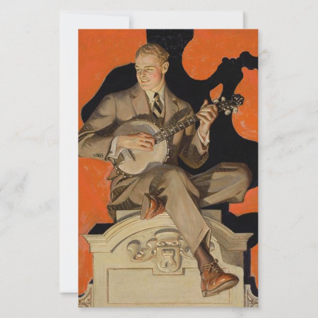 J.C. Leyendecker Banjo-spelare 1920 Art Deco Konst (Framsida)