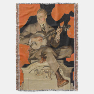 J.C. Leyendecker Banjo-spelare 1920 Art Deco Konst Filt