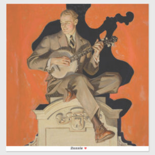 J.C. Leyendecker Banjo-spelare 1920 Art Deco Konst Klistermärken