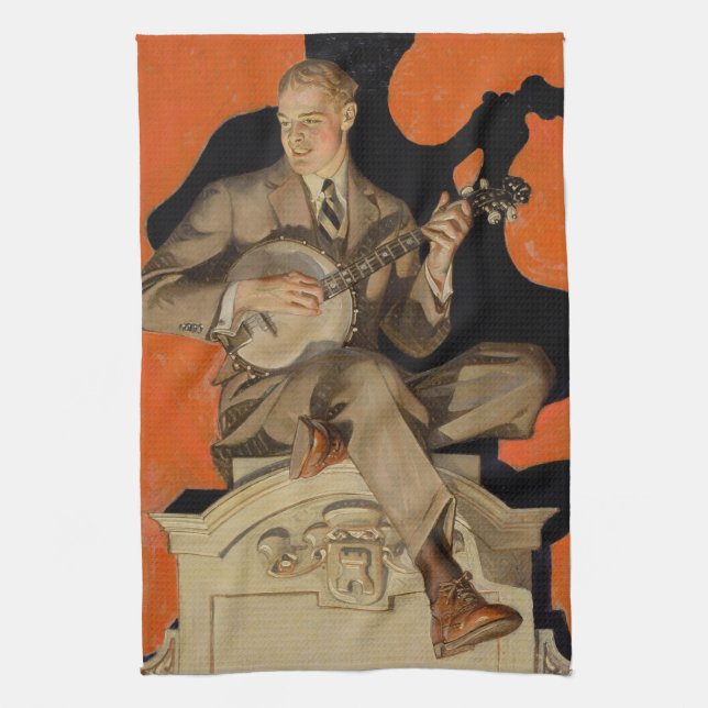 J.C. Leyendecker Banjo-spelare 1920 Art Deco Konst Kökshandduk (Vertikal)