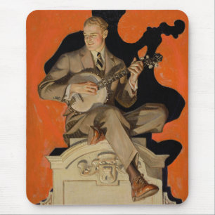 J.C. Leyendecker Banjo-spelare 1920 Art Deco Konst Musmatta
