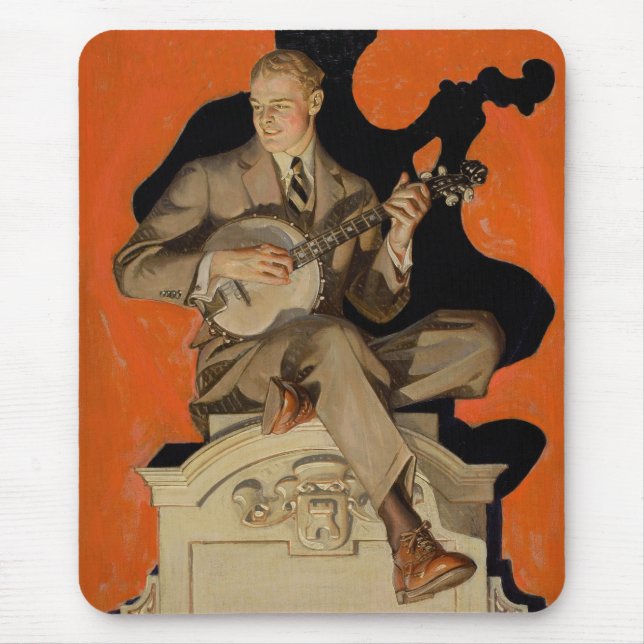 J.C. Leyendecker Banjo-spelare 1920 Art Deco Konst Musmatta (Framsidan)