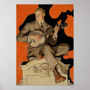 J.C. Leyendecker Banjo Spelare 1920 Art Deco Konst Poster