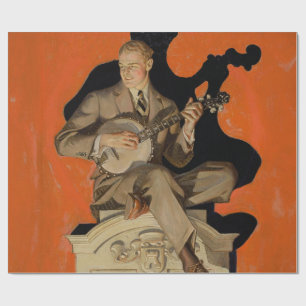 J.C. Leyendecker Banjo-spelare 1920 Art Deco Konst Presentpapper