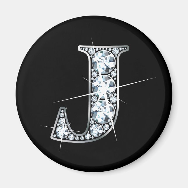 "J" Diamond Bling Magnet (Framsidan)