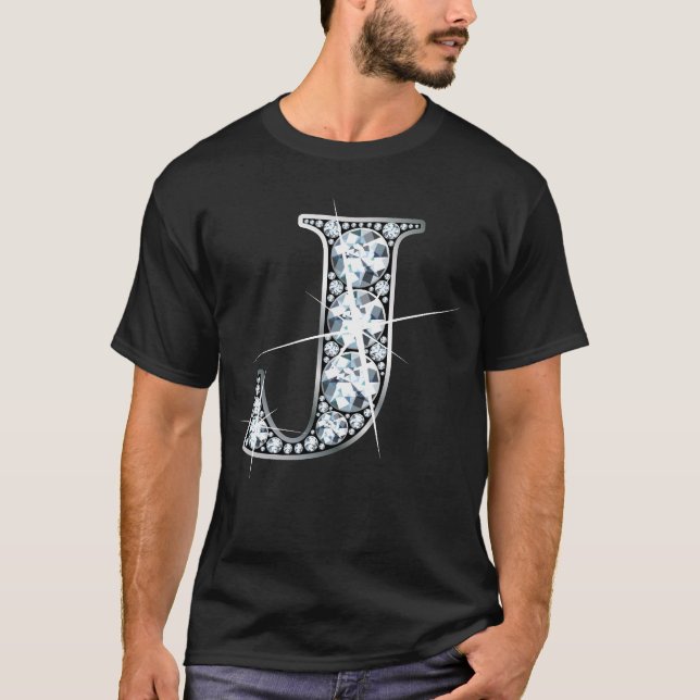 ’J’ Faux-’Diamond Bling’ T-Shirt (Framsida)