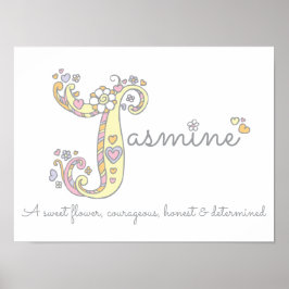J för Jasmine initial doodle art namn Poster