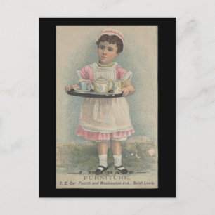 J.H. Crane Furnetings Young Girl with Serving Tray Vykort