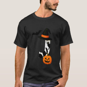 J Halloween Häxa Hatt Svart Katt Pumpa Fladdermus T Shirt