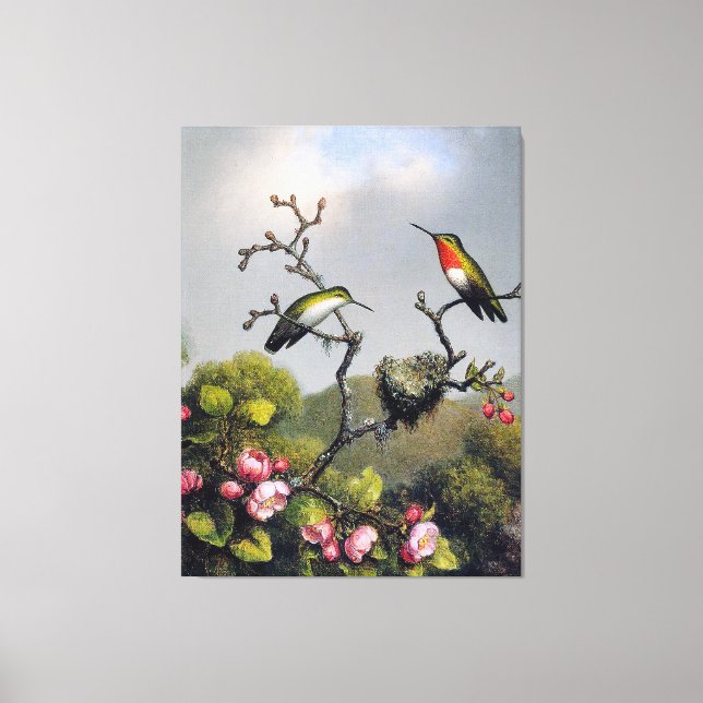 J. HEADE - Ruby Throat of North America (1865) Canvastryck (Framsida)