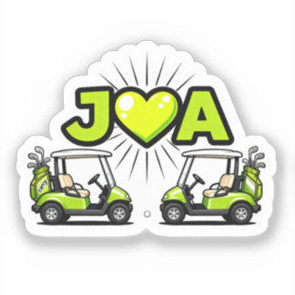 J Heart A Cute Golf Cart Couple's Monogram Sticker Klistermärken