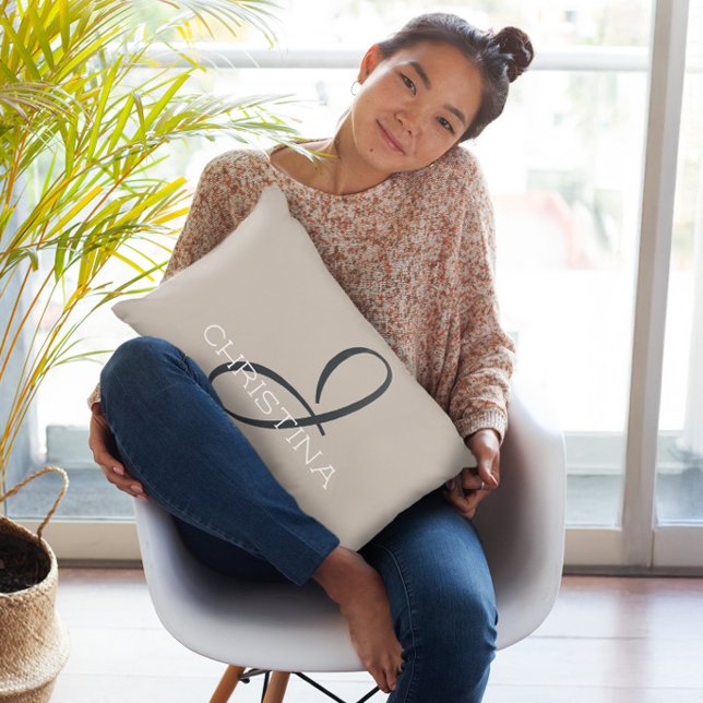 J Initial Personlig Namn Neutralt Taupe Tan Prydnadskudde (J Initial Personalized Name Neutral Taupe Tan Accent Pillow)