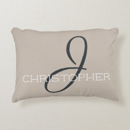J Initial Personlig Namn Neutralt Taupe Tan Prydnadskudde