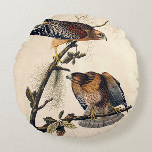 J.J. Audubon (röd knuffad hök) (1829) Rund Kudde