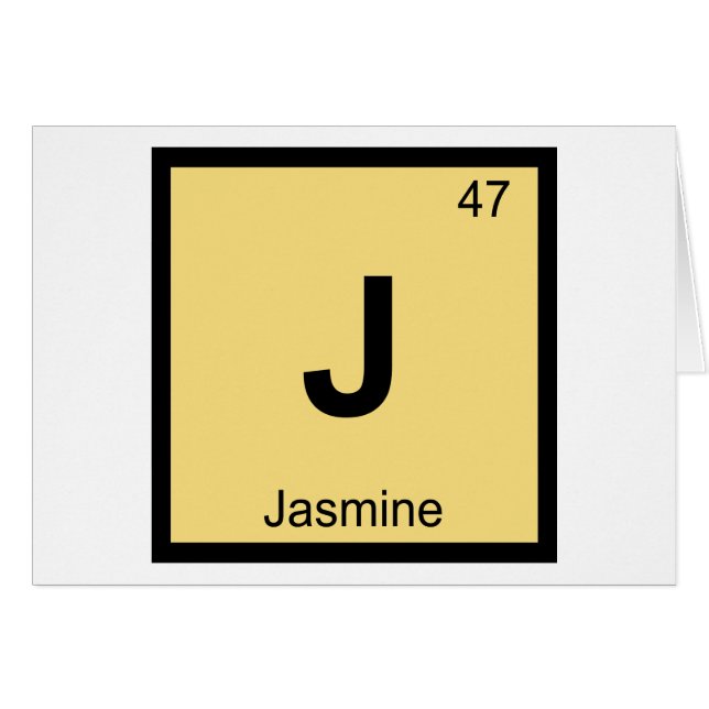 J - Jasmin Kemi Periodiska Systemet Symbol Hälsningskort (Framsidan Horizontal)