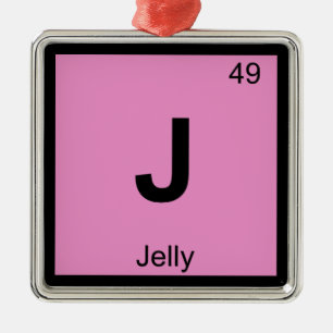 J - Jelly Chemistry Periodic Bord Symbol Julgransprydnad Metall