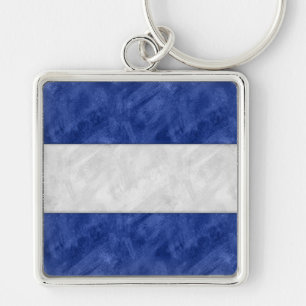 J Juliet Watercolor Nautical Signal Maritime Flagg Fyrkantig Silverfärgad Nyckelring