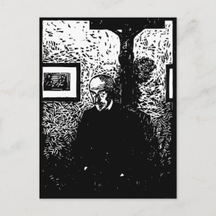 J.-K. Huysmans Woodcut Vykort