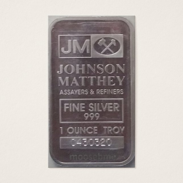 J.M. C430320 Solid One Ounce Silver Pub Visitkort (Framsidan)