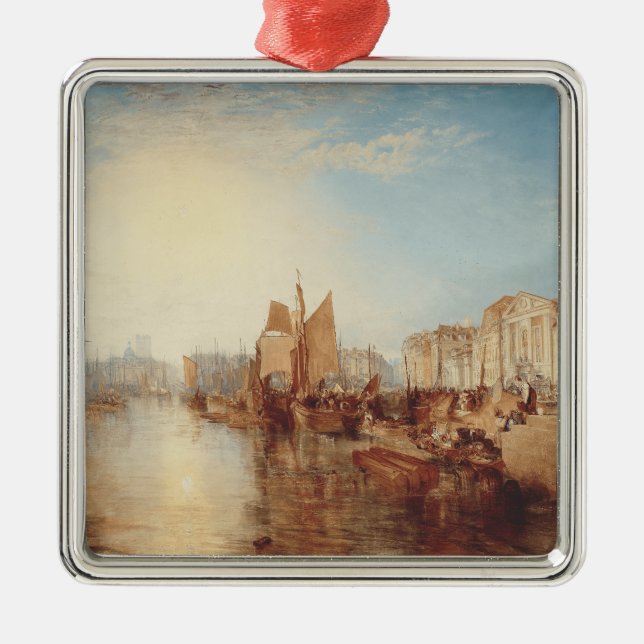J.M.W. Turner: Hamnen i Dieppe Romantic Fine Art Julgransprydnad Metall (Framsidan)