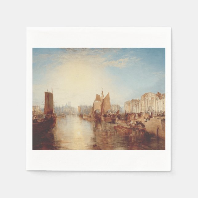 J.M.W. Turner: Hamnen i Dieppe Romantisk konsttryc Pappersservett (Framsidan)
