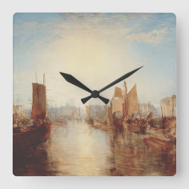 J.M.W. Turner: Harbor of Dieppe Romantic Fine Art Fyrkantig Klocka